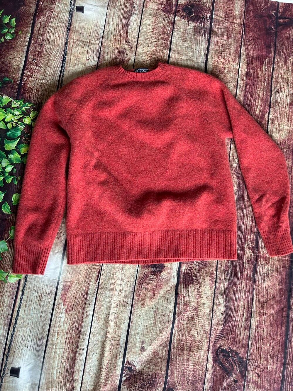 J. Crew 100% Lambswool Orange Crewneck Sweater Size L